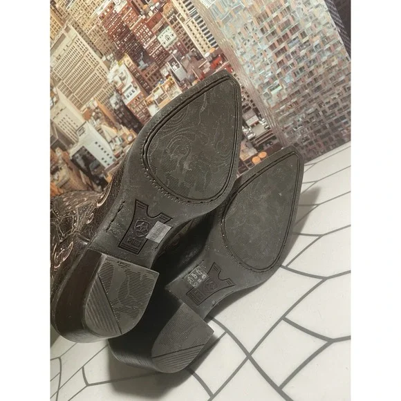 Womens Ariat 10006755 Brown Leather Cowboy Boots 8 B Good Used Condition - Picture 8 of 15